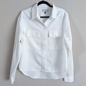 Triarchy Women's White Long Sleeve Shirt Oversized Organic Cotton Blend Size S